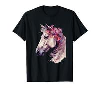 Cadeau portrait cheval cavaliere fleurs vintage tatouage T-Shirt