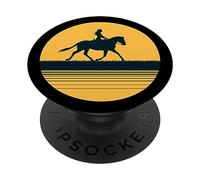 Cadeau pour Amoureux de Cheval, Fille et Femme, cavalière au Coucher du Soleil PopSockets PopGrip Adhésif