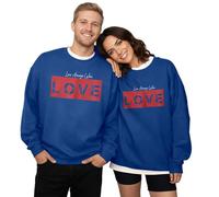 Cadeau pour couples : pull couple avec lettres personnalisées, col rond à manches longues - Ensemble de pulls pour partenaires pour hommes et femmes, cadeau idéal pour couple, bleu, S