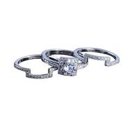 Cadeau pour Femme 3in1 Silver Rings Set Design délicat Set Fashion Ring Light High Grade Ring Graduation Gift Day Gift Birthday Gift (Silver, 8)