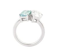 Cadeau pour Femme Bague Fille en Argent Or Blanc 14 Carats Moissanite Rectangle et Goutte D'Eau avec Moissanite Taille Mère pour Lesbienne Nouvel An Bijoux