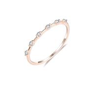 Cadeau pour Femme Bague Mariage Diamant Or Rose 9 Carats Empilé Simple et Fin avec Diamant Rond de 0,07 CT Taille Solide Non Plaqué Moderne pour Sœur Fiançailles Bijoux