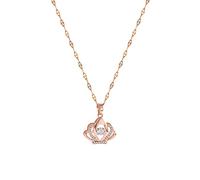 Cadeau pour Femme Collier Rose Or Couronne Rotation Cristal Géométrie Strass Colliers Pour Femmes Pendentif Collier Maternel Plein Strass À Ma Fille