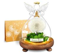 Cadeau pour femme - Véritable pissenlit dans un verre avec lumière - Figurines d'ange - Cadeaux pour maman, femme, petite amie, fille - Pour anniversaire, mariage, cérémonie de jeunesse, Noël,