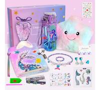 Cadeau pour fille de 5 6 7 8 9 10 ans - Décoration d'anniversaire sirène pour enfants - Pâques - DIY Diamond Painting - Gourde - Coussin en peluche - Portefeuille sirène - Bijoux d'anniversaire pour