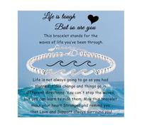 Cadeau pour fille, sœur, bestie, amie, maman, The Waves of Life We're Through Together, bracelet vague pour femme, anniversaire, retraite, cadeaux inspirants pour elle, 7, Acier inoxydable, Pas de