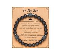 Cadeau pour fils à mon fils - Bracelet de perles pour homme - Bracelet en obsidienne - Cadeau d'anniversaire inspirant pour homme, Large, Pas de gemme