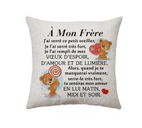 Cadeau pour Frère De Soeur Housse de Coussin A Mon Frère Cadeau pour Frère Anniversaire Noel Fête des pères, Cadeaux Grande Frère Anniversaire Noël Décoration 45 X 45 CM (Frère)