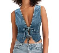 Cadeau Pour Jeune Papa 2024 Nouveaux modèles de printemps et d'été en denim frontalier en Europe et aux États- Maillot de corps en V profond Petit maillot de corps Vent Tee Shirt Homme (Dark Blue, XL)