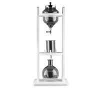 Cadeau pour les amateurs de café, Machine à café glacée de grande capacité 1 250 ml, avec technologie d'égouttement lent, cadre en bois et verseuse verre, permet préparer 6 10 tasses(White)