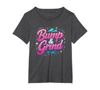 Cadeau pour Les Amateurs de Musique rétro années 90 R&B Bump & Grind T-Shirt, Femme Grandes Tailles, Chiné Foncé, 1X
