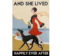 Cadeau pour les amoureux de Whippet et She Lived Happily Ever After Coffee Décoration murale Affiche en métal 20,3 x 30,5 cm