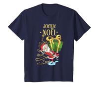 Cadeau pour Les Enfants Sapin De Noël Père Noël T-Shirt, Enfant, Bleu Marine, 12 Ans