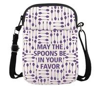 Cadeau pour maladie chronique, cuillère théorie, cadeau fibromyalgie, cadeau May The Spoons Be In Your Favor Spoonie Sac à bandoulière, May the Spoons Cr Eu, 5.91 Inches ×8.27 Inches
