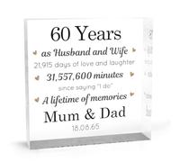 Cadeau pour maman et papa, 60e anniversaire de mariage, cadeau personnalisé pour 60e anniversaire de mariage, grands-parents, plaque souvenir en acrylique, 60 ans de mariage