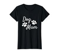 Cadeau pour Maman Qui Aime Les Chiens, Empreintes de Pattes de Chien Mignonnes T-Shirt Graphique avec Valeur, Femme, Noir, XS