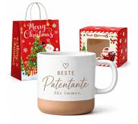 Cadeau pour marraine de Noël, tasse marraine 400 ml avec coffret cadeau | Cadeau marraine de Noël : tasse en céramique 400 ml 8 × 9 cm demande en cadeau pour marraine