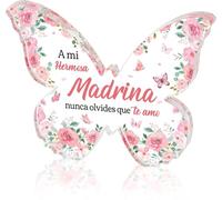 Cadeau pour marraine espagnole en acrylique - Regalos para Madrina en acrylique - Plaque papillon décorative pour anniversaire, Noël, fête des mères en espagnol Will You Be My Godmother de Godchild