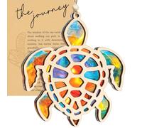 Cadeau pour Meilleure Amie, Tortue Attrape Soleil en Acrylique à Suspendre avec Carte d'histoire, Décoration de Sapin de Noël pour fenêtre de voiture , Cadeau d'amitié Anniversaire pour Amies Sœurs