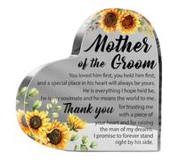 Cadeau pour mère du marié de la part de la mariée - Cadeau de mariage - Plaque décorative en forme de cœur en acrylique - Cadeau de remerciement pour maman (tournesol)