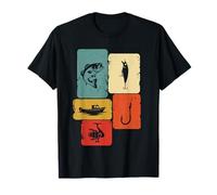 Cadeau pour Pêcheur Pêche Vintage Homme Poisson Lac Barque T-Shirt