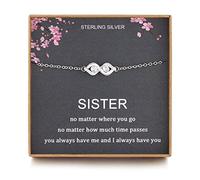 Cadeau pour sœur de la part d'une sœur, bracelet infini avec deux cœurs entrelacés, bijou d'anniversaire pour sœurs, peu importe