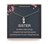 Cadeau pour sœur de la part d'une sœur, collier en argent sterling avec deux cœurs entrelacés, symbole de l'infini, cadeau d'anniversaire pour sœurs, peu importe, Argent sterling, Zircone cubique