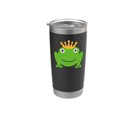 Cadeau Prince grenouille, grenouille mignonne avec couronne motif conte de fées Gobelet isotherme en acier inoxydable double paroi