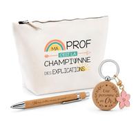 Cadeau Prof Explication | Coffret Trousse, Stylo & Porte-clés Remerciement Femme