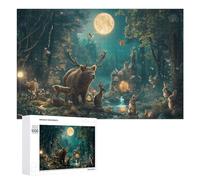 Cadeau Puzzle du Nouvel an : Magical Forest Night Scene, 1000 PCS, Puzzle Décoratif en Bois, pour Jouer Seul Ou À Plusieurs