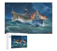Cadeau Puzzle du Nouvel an - Naval Battle Ships in Action, Jeu D’Assemblage en Bois, 1000 PCS; pour Partager Un Moment Autour De La Table