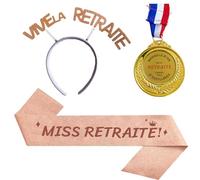 Cadeau Retraite 2025 Echarpe Retraite Retraite Femme Rose VIVE LA Retraite Médaille d'or Retraite Accessoires Kits pour Fête de Retraite