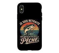 Cadeau Retraite Pêcheur Humour Papa Papi Homme Coque pour iPhone X/XS