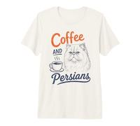 Cadeau rétro pour Amoureux des Chats Café et Perses T-Shirt Haut de Gamme