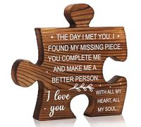 Cadeau romantique pour petite amie, épouse ou mari, panneau puzzle rustique en bois avec citation « You Complete Me », « Love You Forever », cadeau de Saint-Valentin, anniversaire de mariage