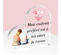 Cadeau Saint Valentin Couple Idee Cadeau Couple Original Cadeaux pour Copine Décoration Acrylique Cadeaux Copine Copain Mari pour Ma Femme Homme Amour Amoureux Noel