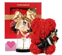 Cadeau Saint Valentin Femme Ours Rose pour la Saint-Valentin, Cadeaux d’Anniversaire pour Elle, Ensemble-Cadeau avec Ours en Roses et Rose éternelle