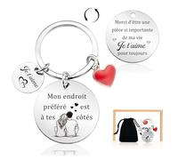 Cadeau Saint Valentin pour Homme et Femme, Porte Clef Couple Amour, Porte-Clés Idéal pour Couple Petite Amie Petit Ami - Je t'aime
