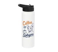 Cadeau sans poils pour amoureux des chats Café et Sphynx Stainless Steel Insulated Water Bottle