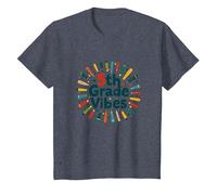 Cadeau Scolaire First Day of Cinquième année 5e année T-Shirt, Enfant, Bleu Chiné, 4 Ans
