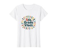 Cadeau Scolaire First Day of Cinquième année 5e année T-Shirt, Femme, Blanc, L
