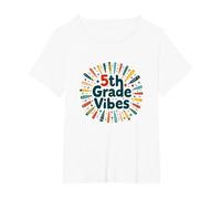 Cadeau Scolaire First Day of Cinquième année 5e année T-Shirt, Femme Grandes Tailles, Blanc, 1X
