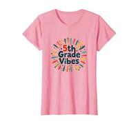 Cadeau Scolaire First Day of Cinquième année 5e année T-Shirt, Femme, Rose, XS