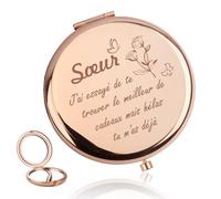 Cadeau Soeur,Cadeau Meilleure Amie Femme,Miroir de Poche Personnalisé de Couleur or Rose,Idée Cadeau Soeur Anniversaire,Cadeau pour Soeur,Cadeau ma Soeur,Cadeau Belle Soeur,Cadeau Soeur Noel
