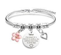 Cadeau Soeur,Idée Cadeau pour Soeur Anniversaire de Coeur Noel Noël Saint Valentin Merci Remerciments Bracelet Fille Personnalisé Femme Bijoux Ado Fille Retraite Utile 20 30 40 50 Ans Anniversaire