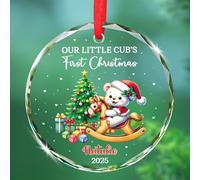 Cadeau souvenir de Noël en verre pour bébé garçon et fille, ours personnalisé pour 1er Noël 2025, décorations en verre pour nouveau-né, nom et année personnalisés pour le premier Noël des bébés