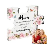 Cadeau Souvenir de pièce de Puzzle en Acrylique pour Les mères, Bloc gravé personnalisé de 7x8,5x1cm | Décoration sentimentale de la Maison, Anniversaire, fête des mères, Thanksgiving, Noël ou Cadeau