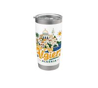 Cadeau souvenir de voyage Alger Algérie dessiné à la main Gobelet isotherme en acier inoxydable double paroi