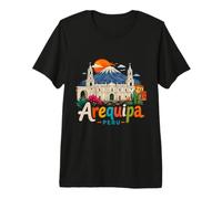Cadeau Souvenir de Voyage Arequipa Pérou dessiné à la Main T-Shirt Haut de Gamme