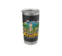 Cadeau souvenir de voyage Arusha Tanzanie dessiné à la main Gobelet isotherme en acier inoxydable double paroi